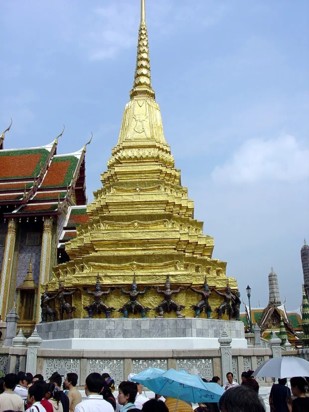Bangkok, Thailand, Wat Phra Kaew Golden Chedi Memorial Chedi. Wat Phra Kaeo, a026