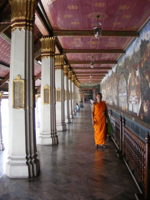 Bangkok, Thailand, Wat Phra Kaew Murals Monk in Wat Phra Kaew