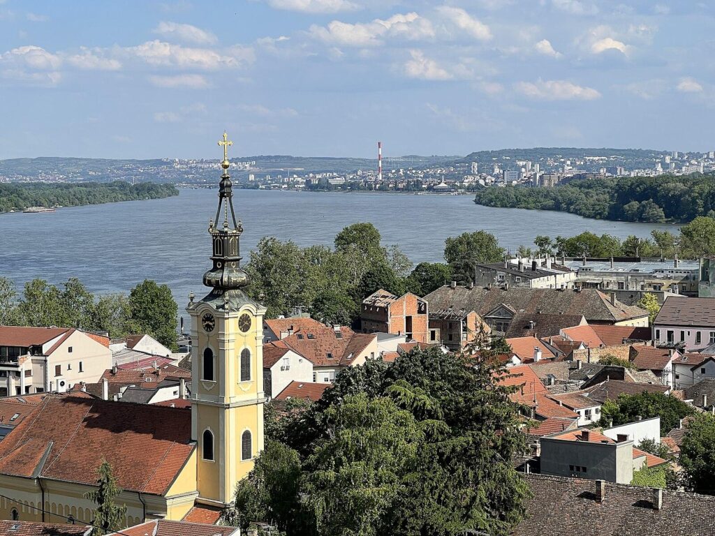 View of the Danube, Zemun, Veliko Ratno Island and Belgrade