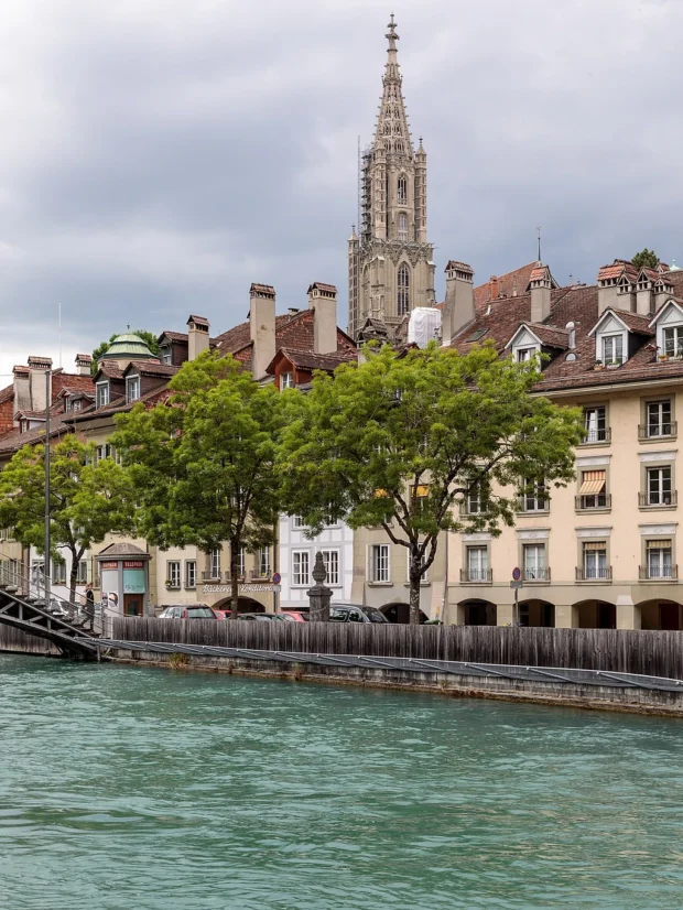 Bern, Switzerland, Bern Cathedral Aare im Mattequartier in Bern (2019)