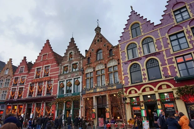Bruges, Belgium, Markt Bruges Crowds Market Square in Bruges, Belgium (26442171187)