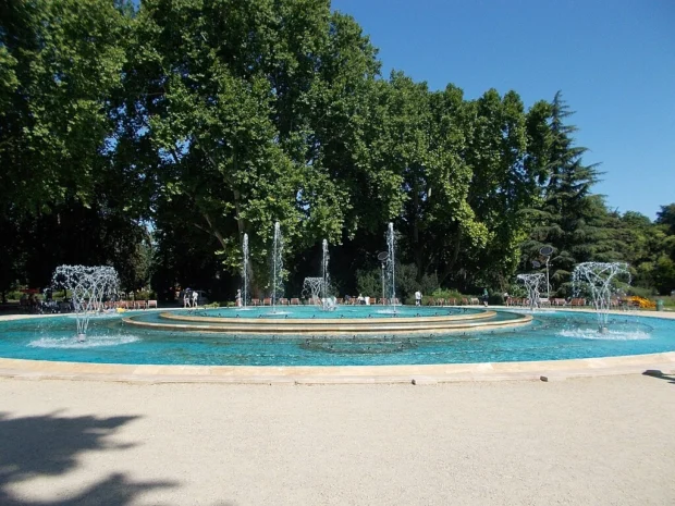 Budapest, Hungary, Margaret Island Musical fountain on Margaret Island. (South) - Budapest, Hungary