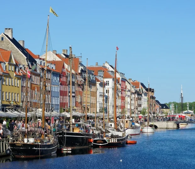 Copenhagen, Denmark, Nyhavn Colorful Houses Boats at Nyhavn, Copenhagen, 20220616 1934 6622
