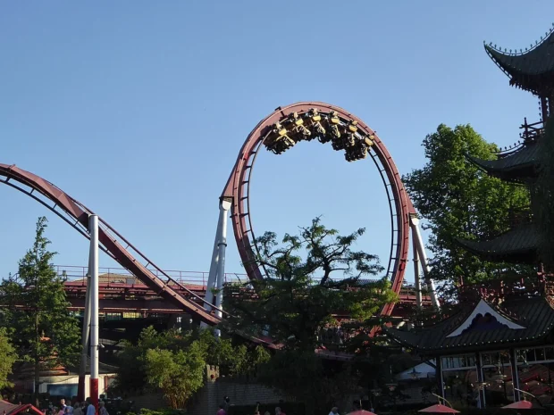 Copenhagen, Denmark, Tivoli Gardens Rides Tivoli - Dæmonen 01