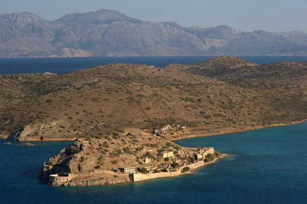 Creta, Greece, Spinalonga Island 20090620 Spinalogka Elounta panoramic view from the mountain