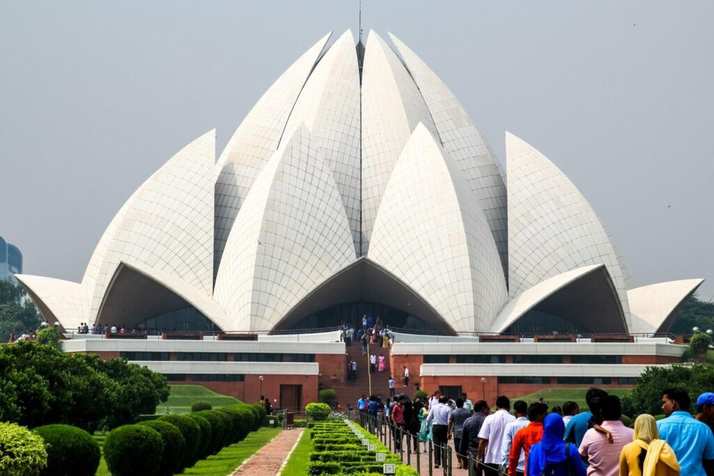Lotus Temple, located in Delhi, India, is a Bahá'í House of Worship