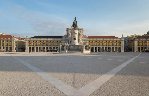Empty Praça do Comércio during the COVID-19 lockdown, Lisbon, Portugal julesvernex2