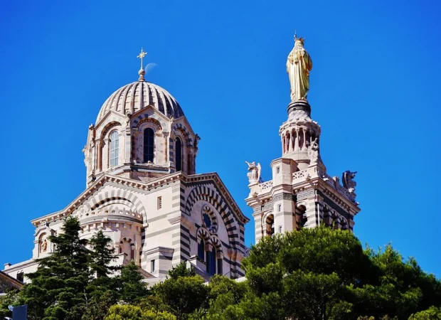 Marseille, France, Basilica of Notre-Dame de la Garde Marseille Basilique Notre-Dame-de-la-Garde Extérieure Dôme 4