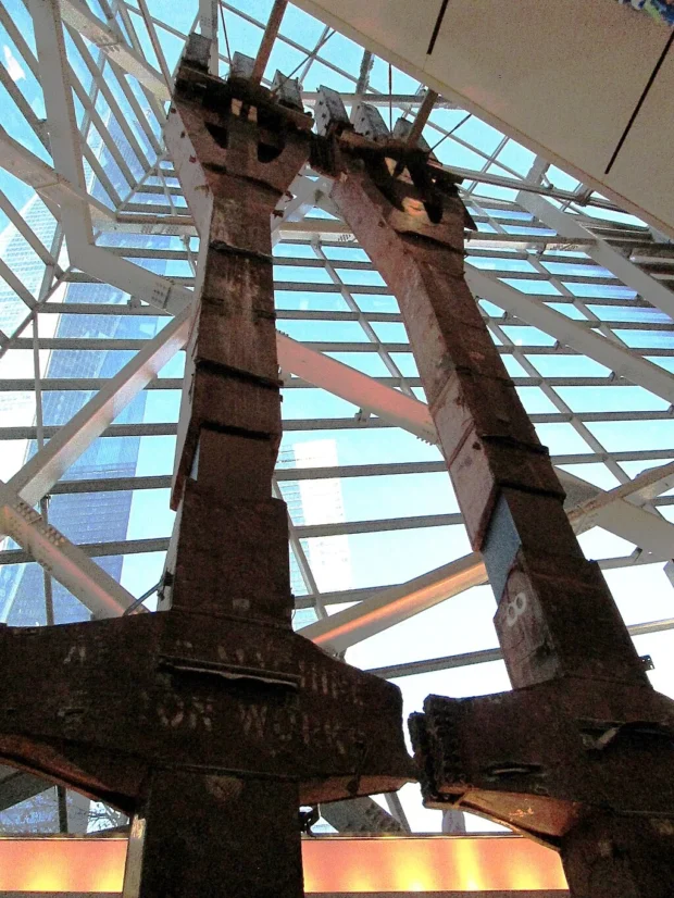 New York, United States, 9/11 Museum Interior 2016 9-11 Museum tridents new One World Trade Center in background
