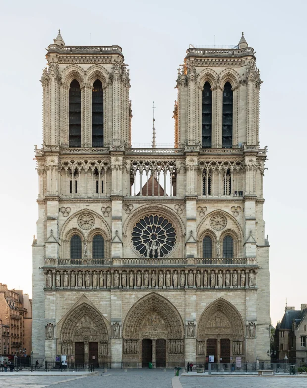 Paris, France, Notre Dame Facade Statues Cathédrale Notre-Dame de Paris, 20 March 2014