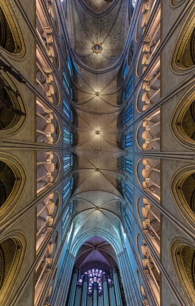 Paris, France, Notre Dame Interior Paris Notre-Dame Vaults 01