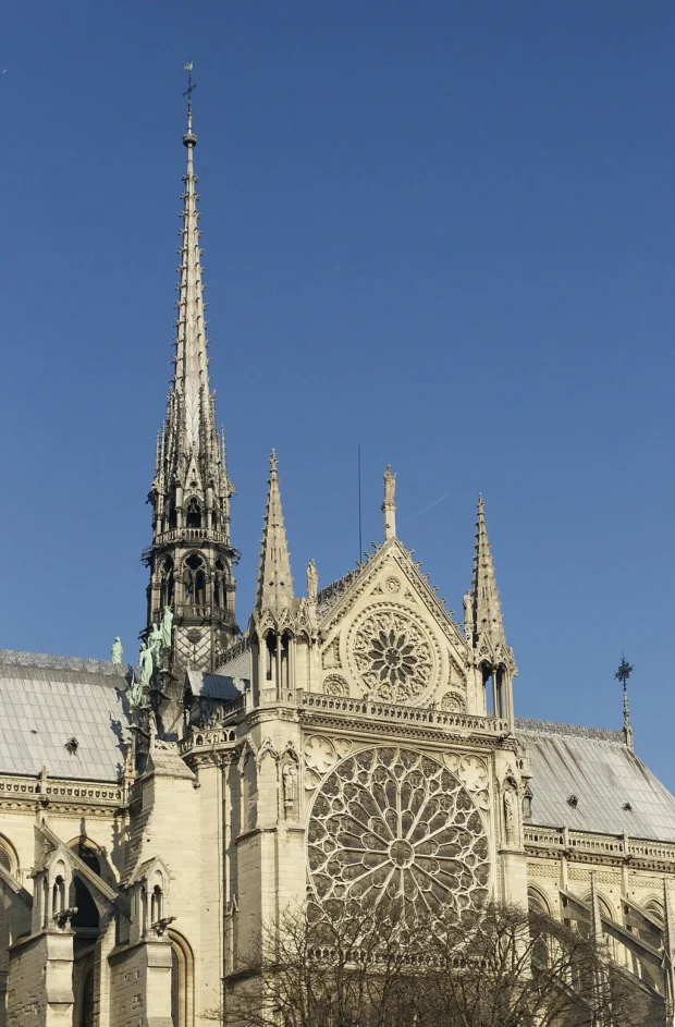 Paris, France, Notre Dame Rose Window Flèche et rosace transept sud Notre-Dame de Paris