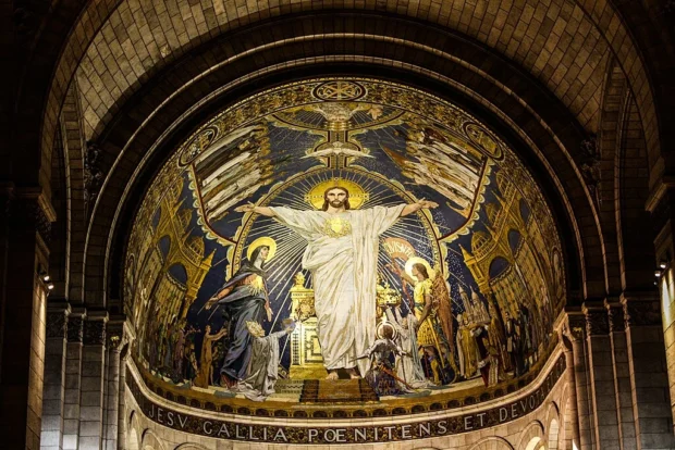Paris, France, Sacre Coeur Mosaic Christ in Majesty in Basilique du Sacré-Cœur de Montmartre, 12 August 2013