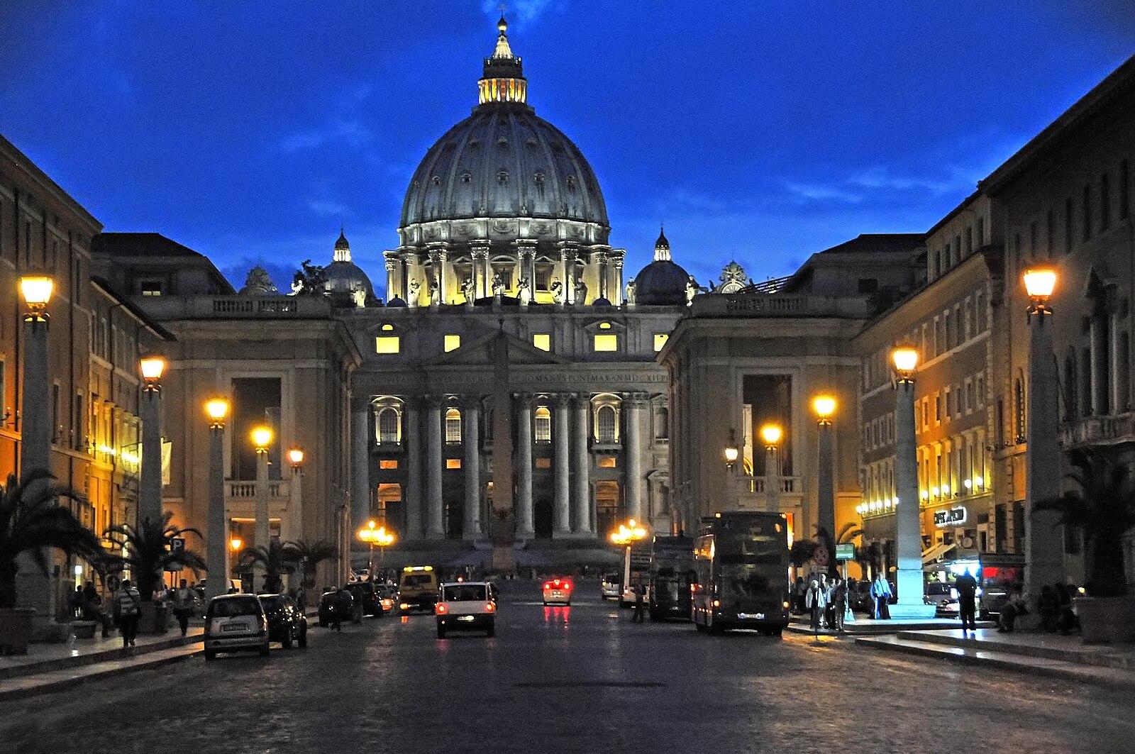 Italy-0175 - St. Peter's Basilica at Night (5137442385)