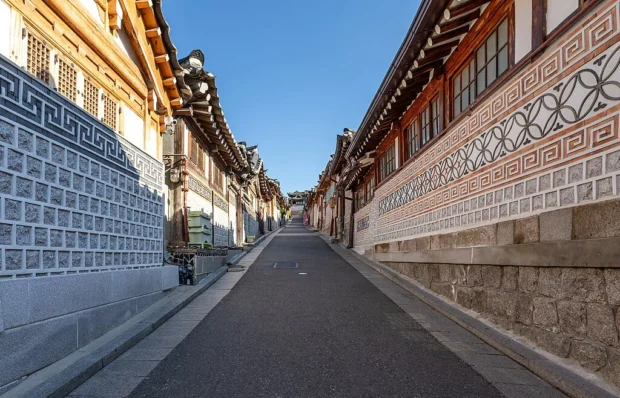 Bukchon-ro 11-gil street with hanok houses in Bukchon Hanok Village Seoul