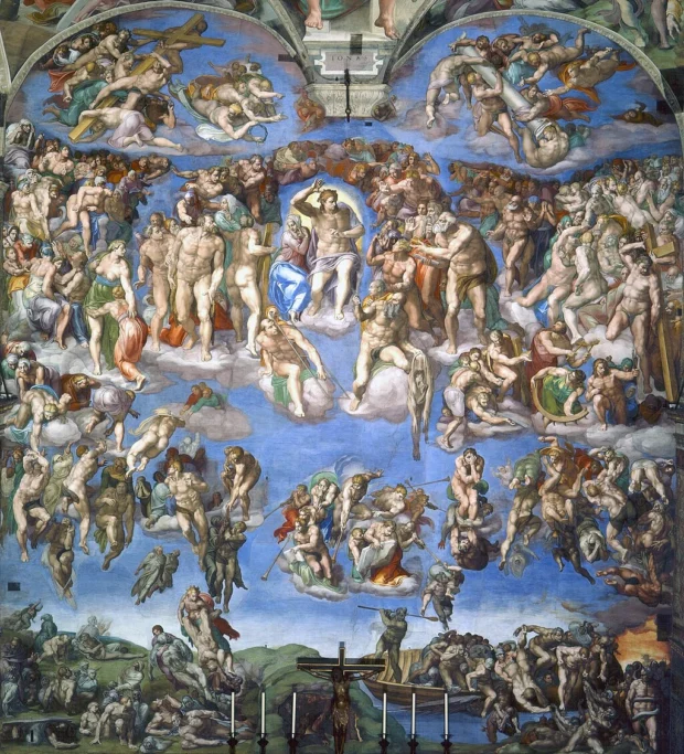 Vatican City, Sistine Chapel Last Judgement The Last Judgment (Fresco, Sistine Chapel Altar Wall) title QS:P1476,en:"The Last Judgment (Fresco, Sistine Chapel Altar Wall) "label QS:Len,"The Last Judgment (Fresco, Sistine Chapel Altar Wall) "label QS:Les,"El Juicio Final"label QS:Lyue,"末日審判 (畫)"label QS:Lam,"የፍርድ ቀን"label QS:Lca,"Judici Final de la capella Sixtina"label QS:Lde,"Das Jüngste Gericht"label QS:Lbe,"Страшны суд, Мікеланджэла"label QS:Lfa,"قضاوت نهایی (میکل آنژ)"label QS:Lzh,"最后的审判"label QS:Lda,"Den dommedag"label QS:Lka,"განკითხვის დღე"label QS:Lja,"最後の審判"label QS:Lsk,"Posledný súd"label QS:Lhe,"יום הדין האחרון"label QS:Lla,"Extremum Iudicium"label QS:Lio,"La Lasta Judiko"label QS:Lfi,"Viimeinen tuomio"label QS:Lhyw,"Վերջին դատաստանը"label QS:Leo,"La Lasta Juĝo"label QS:Lta,"கடைசித் தீர்ப்பு"label QS:Lit,"Giudizio universale"label QS:Lko,"최후의 심판"label QS:Lfr,"Le Jugement dernier"label QS:Lcs,"Poslední soud"label QS:Lbg,"Страшният съд"label QS:Lcy,"Y Farn Olaf"label QS:Laz,"Qiyamət günü"label QS:Lga,"An Breithiúnas Deireanach"label QS:Ltr,"The Last Judgment"label QS:Lpt,"Juízo Final"label QS:Lvi,"Sự phán xét cuối cùng"label QS:Lmt,"Il-Ġudizzju Universali"label QS:Llv,"Pastarā tiesa (Mikelandželo)"label QS:Lsu,"Viimeinen tuomio"label QS:Llt,"Paskutinis teismas"label QS:Lsl,"Poslednja sodba"label QS:Lmk,"Страшниот суд"label QS:Lhy,"Ահեղ դատաստան"label QS:Lth,"การตัดสินครั้งสุดท้าย"label QS:Lid,"Pengadilan Terakhir"label QS:Lpl,"Sąd Ostateczny"label QS:Lnb,"Dommedag"label QS:Lnl,"Het laatste oordeel"label QS:Lsv,"Yttersta domen"label QS:Lpa,"ਅੰਤਮ ਨਿਆਂ"label QS:Lru,"Страшный суд"label QS:Luk,"Страшний суд"label QS:Lgl,"Xuízo Final"label QS:Lar,"الحساب الأخير"label QS:Lwuu,"最后个审判 (壁画)"