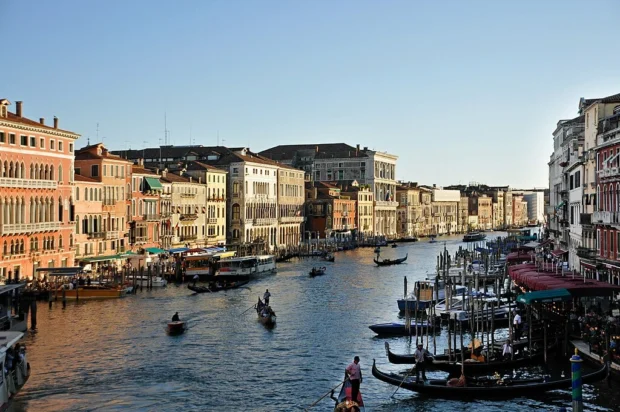 Venice, Italy, Palazzi Grand Canal Canal Grande from Rialto Bridge Venice